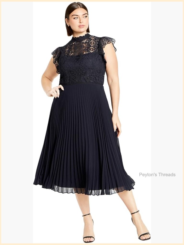 Plus Size Fit & Flare Lace Cocktail Dress - Midi Length